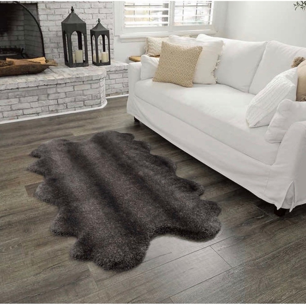 Mon Chateau Luxury Collection Faux Fur Rug Kodiak Brown 1420081 Plush Accent Rug - Picture 5 of 8